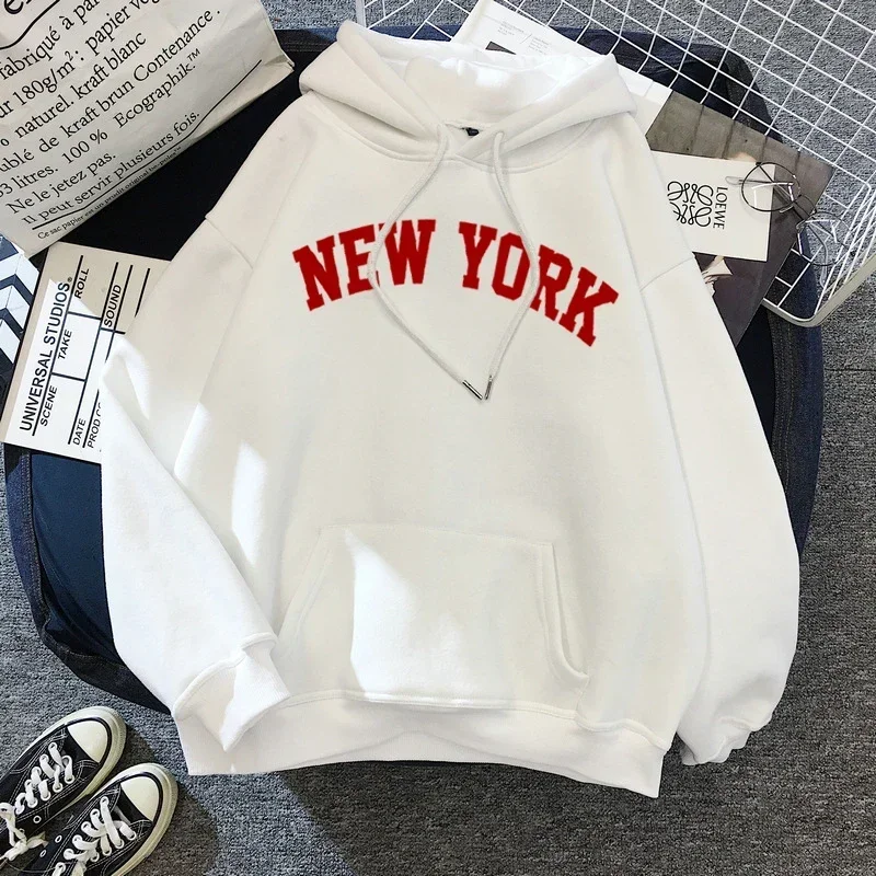 Men's Women's Casual Long Sleeves Clothes “NEW YORK ” Letters Print Hoodies y2k Harajuku Fashion Casual Sweatshirt Pullover Tops