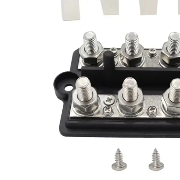 

Двухрядная шина M8/M10, 4-контактная клеммная колодка, 48 В, 300 А, ABS, цинковый сплав для автофургонов, яхт, морской аккумулятор, распределение питания