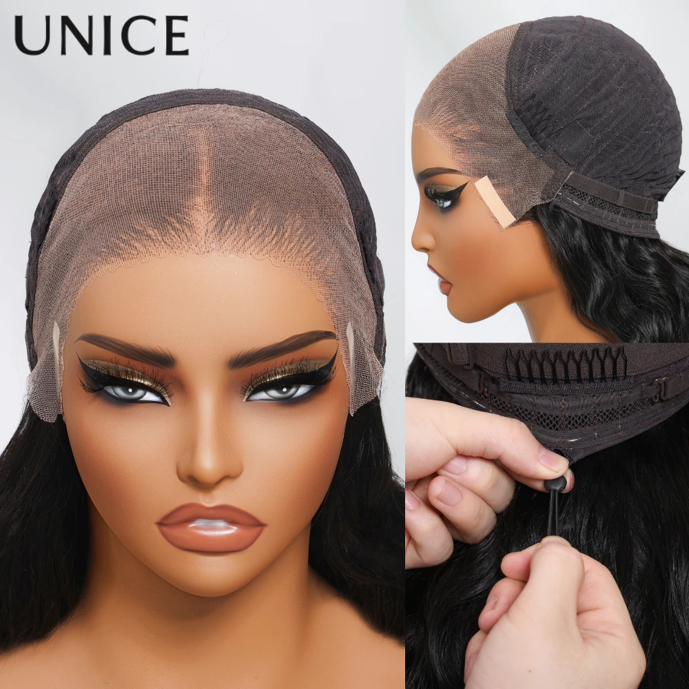 UNICE شعر الشوكولاته البني رقيق فضفاض موجة الستار الانفجارات شعر مستعار 13x4 قبل قطع قبل ابيض غلويليس شعر مستعار شعر الإنسان 150% الكثافة