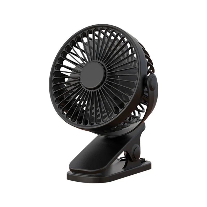 1200Mah Summer Clip-on Fan Portable Automatic Oscillating Head Fan Rechargeable High Wind Power Fan for Student Black