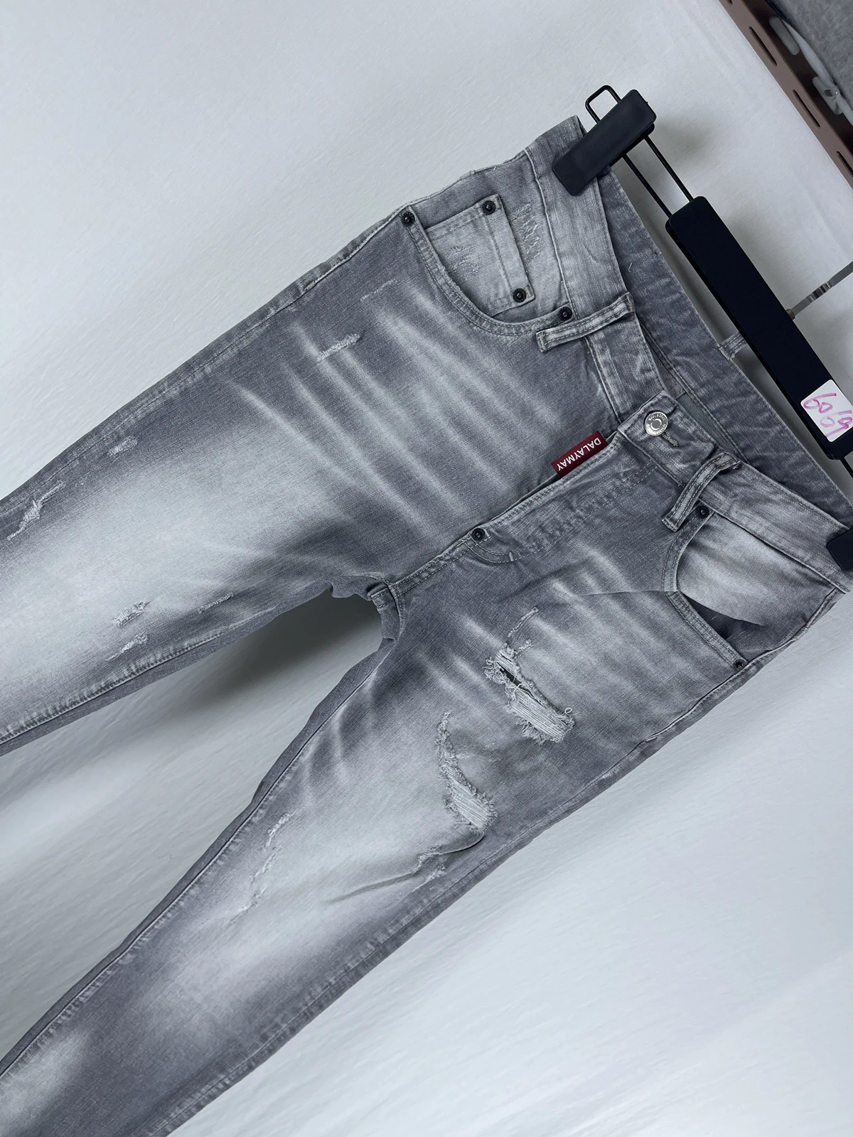 6069 Four Seasons New D2 Jeans Men's Three-Dimensional Cut Slim-Fit Grey Skinny Jeans Fashion Micro-Elastic All-Match