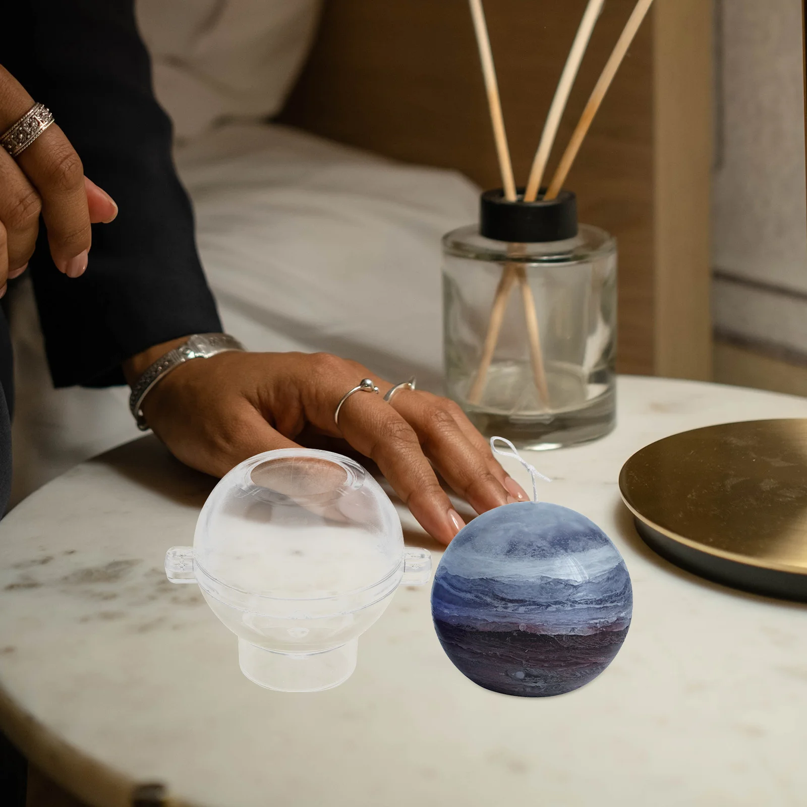 

1pc Sphere Mold Reusable Non-Stick High Transparent Diy Ball Making Mold For Aromatherapy Gift Decorative Handmade