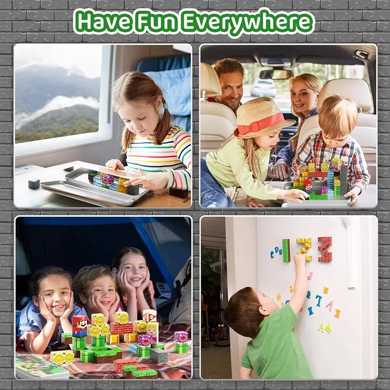 Mini magnetische blokken, reismagneetbouwstenen voor peuters, 35-delig magnetisch bouwspeelgoed met draagbare ijzeren kist magnetisch