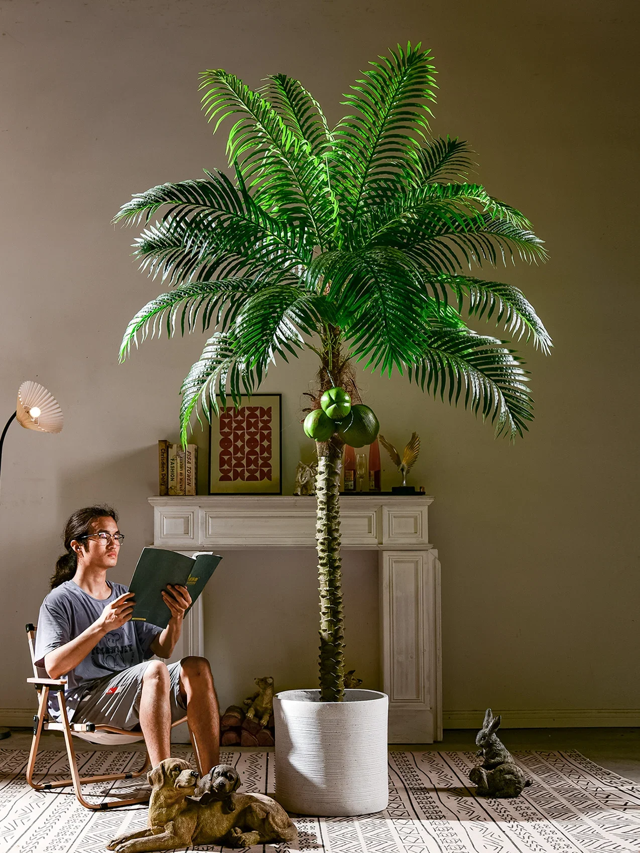 Needle Sunflower Fake Coconut Tree Bionic Fake Tree Green Plant Potted Indoor Living Room Landscaping Ornaments