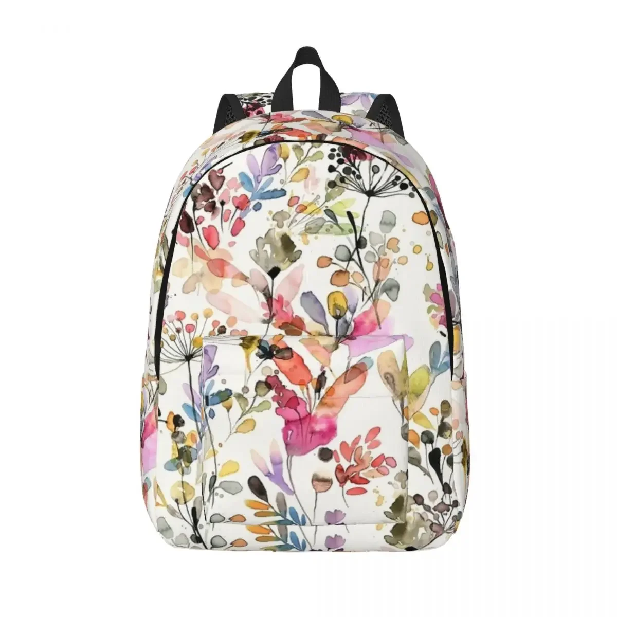 Wild Flowers Plants Watercolor Backpack for Men Women High School Business Daypack Nature Botanical Floral College Canvas Bags