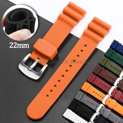 22mm Watch Strap for Seiko 007 for Omega Diving Watch Band for Tudor Sport Wrist Band Men Waterproof Rubber Bracelet Accessories