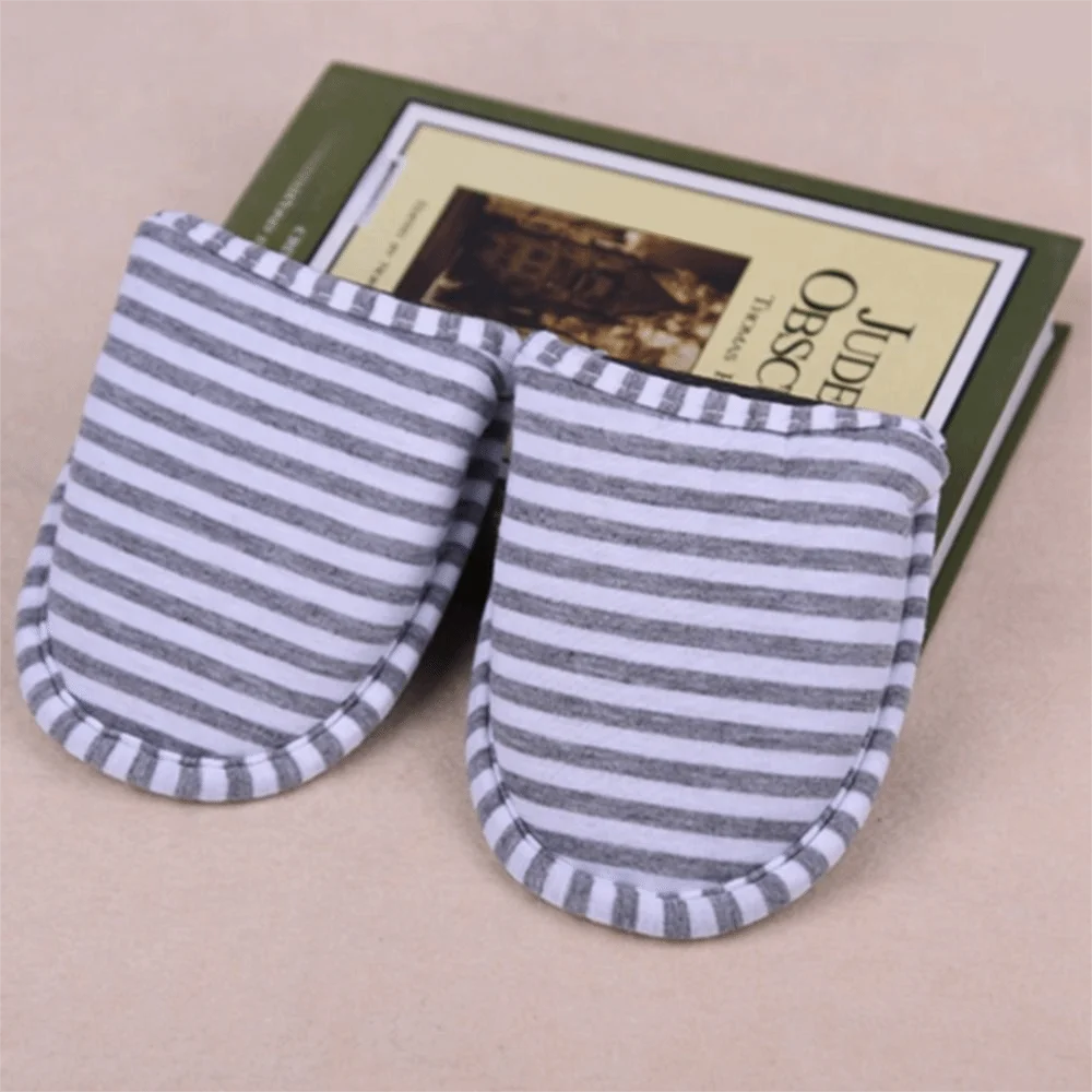 

Durable Soft Cotton Travel Slippers Washable Anti-Slip Portable Slippers With Storage Bag Foldable Slippers Spa Use