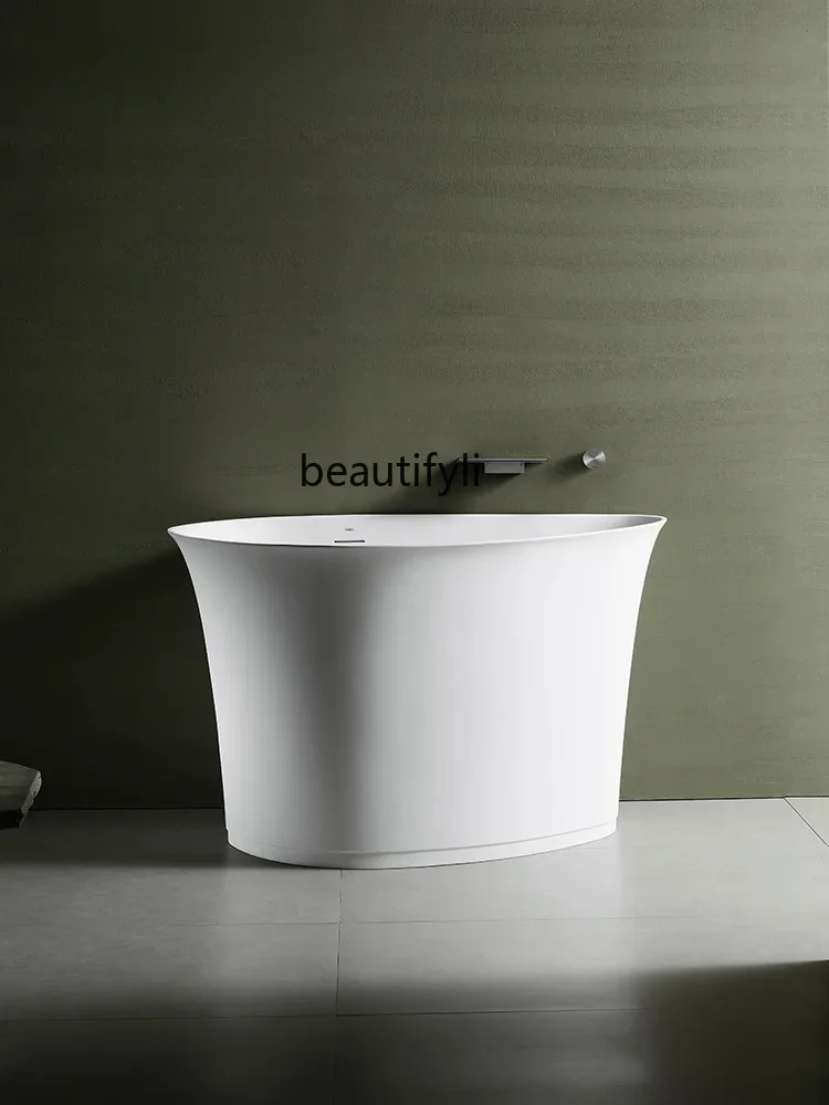 

45Artificial stone bathtub Household independent deep soaking bathtub Small apartment with seat plate bathtub