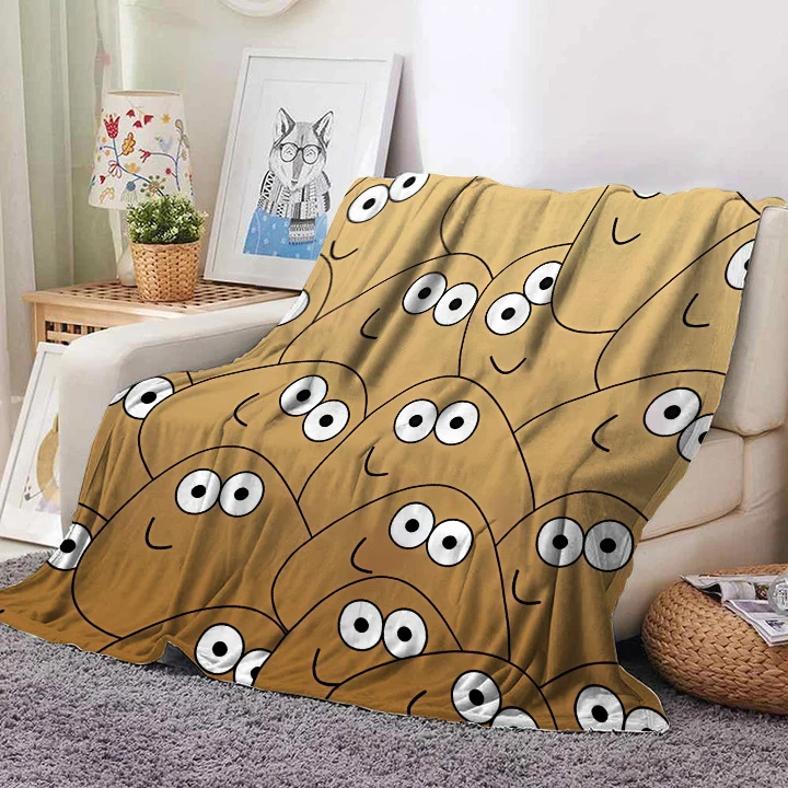 

My Pet Alien Pou Blankets Cute Cartoon Single Sided Flannel Blanket Car Decoration Autumn Winter Warmth Comfort Bedding Gifts