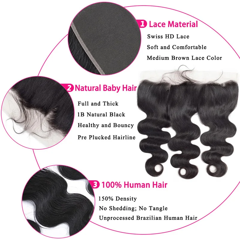 13x4 Body Wave Frontal Human Hair Ear To Ear Transparent Lace Frontal Brazilian Virgin Hair Natural Black Color 8-20 Inch