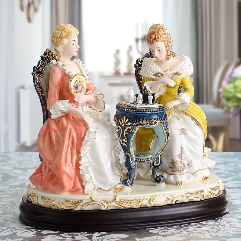 European ceramic ornaments exquisite lace porcelain doll ornaments handmade creative home living room crafts furnishings.