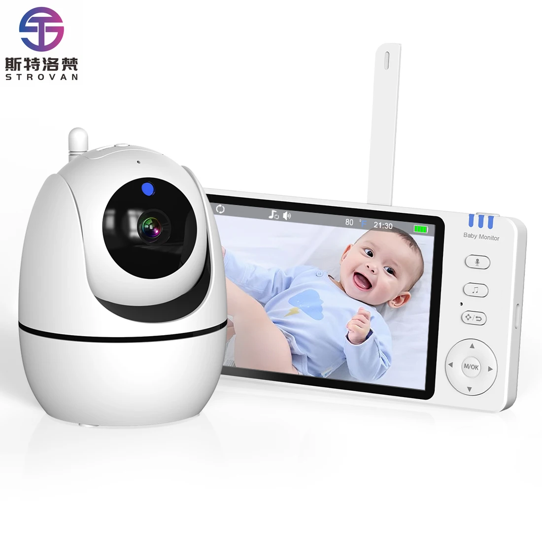 Baby  Camera Temperature Crying Detection Infrared Two-way Audio  Baby  With Motion Sensor 5 Inch Screen