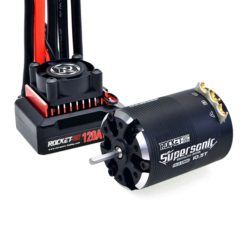 Rocket-RC Supersonic Sensored Brushless 540 4.5T 5.5T 6.5T 8.5T 10.5T 13.5T 17.5T 21.5T Motor and 120A ESC Combo for 1/10 RC Car