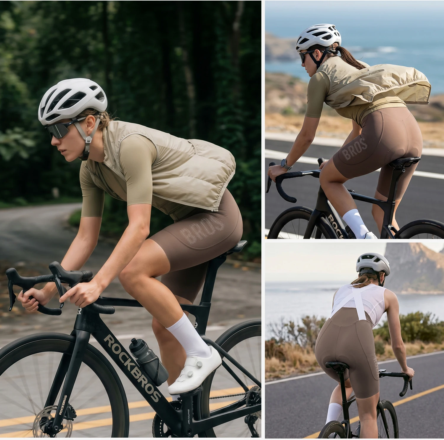 ROCKBROS Damen Radsport-Trägerhose Hochelastische 3D-Suspension-Radshorts Leichte Atmungsaktive Antibakterielle Radhose – Detail 26