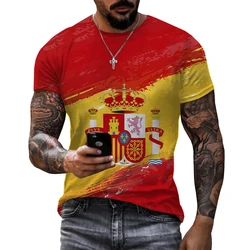 Summer Unisex Spain Flag And Cute 3d Print T-shirt Men Casual Spain Tshirt Funny Short Sleeve Oversized Breathable Sports Tops