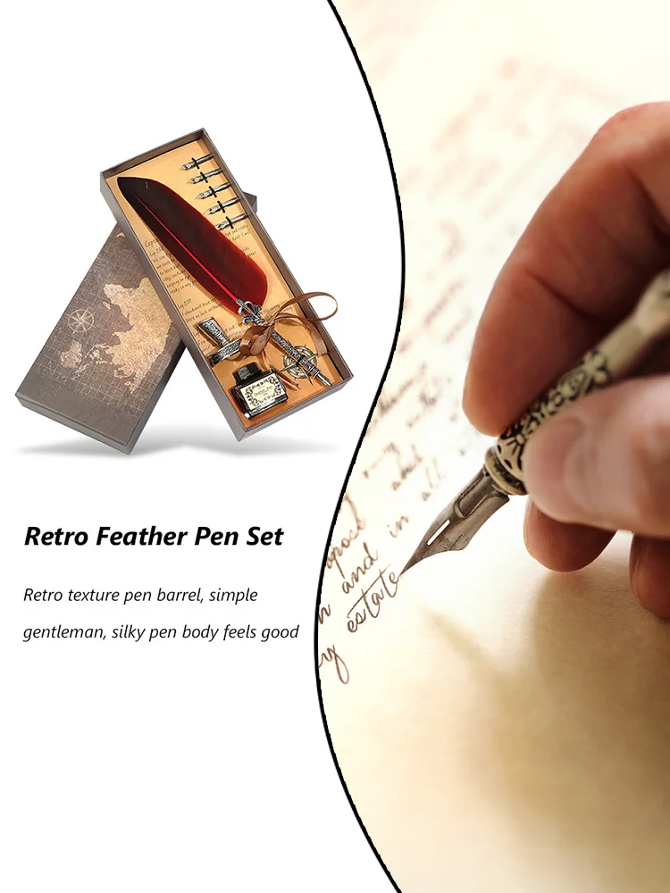 الرجعية الخط ريشة تراجع القلم الكتابة الحبر مجموعة القرطاسية الريشة قلم حبر عيد ميلاد المعلم هدية أدوات الكتابة #4
