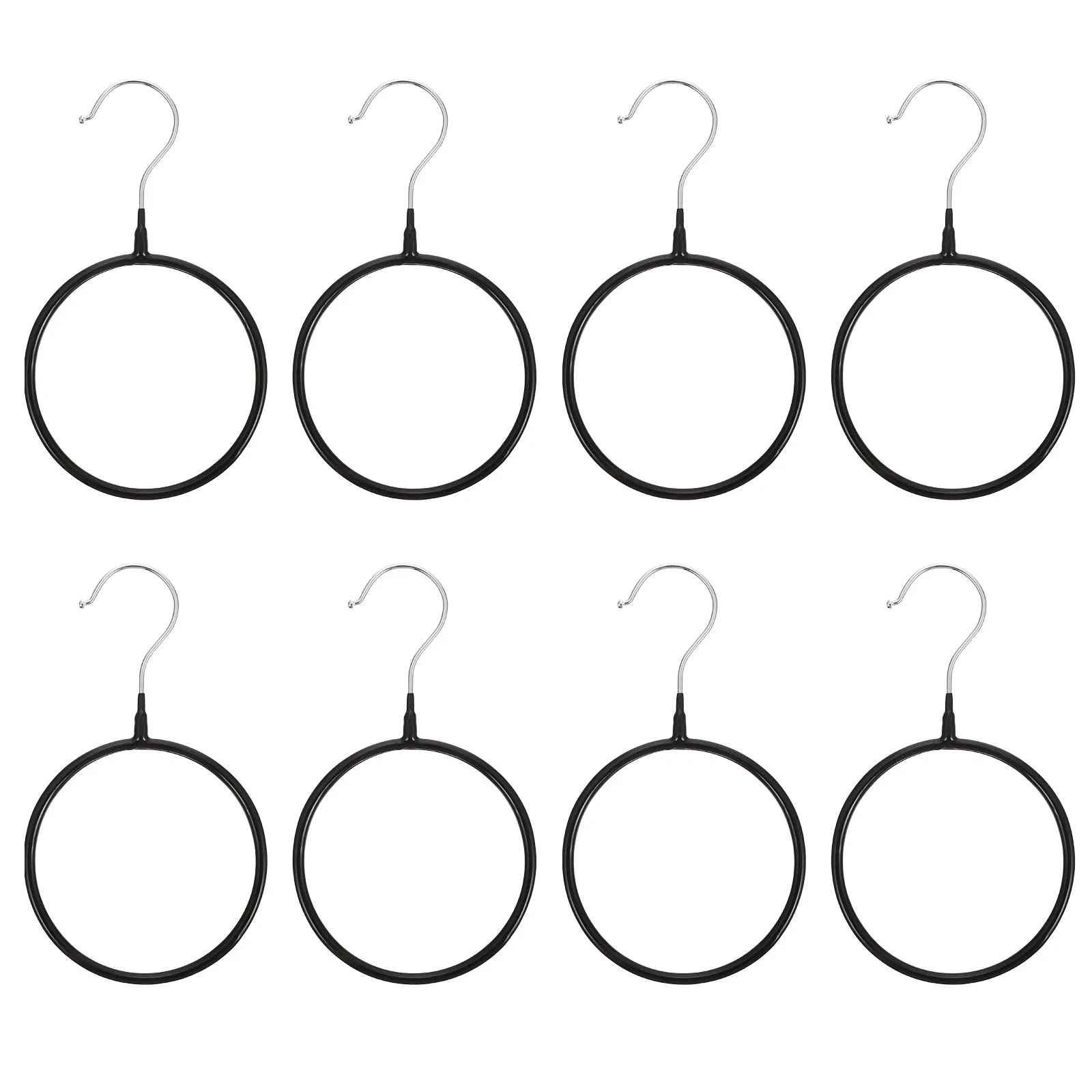 

8pcs Black Large Scarf Tie Hanger Wardrobe ganizer Hooks Smooth Premium Materials Long Use Time Closet Ring Household Racks