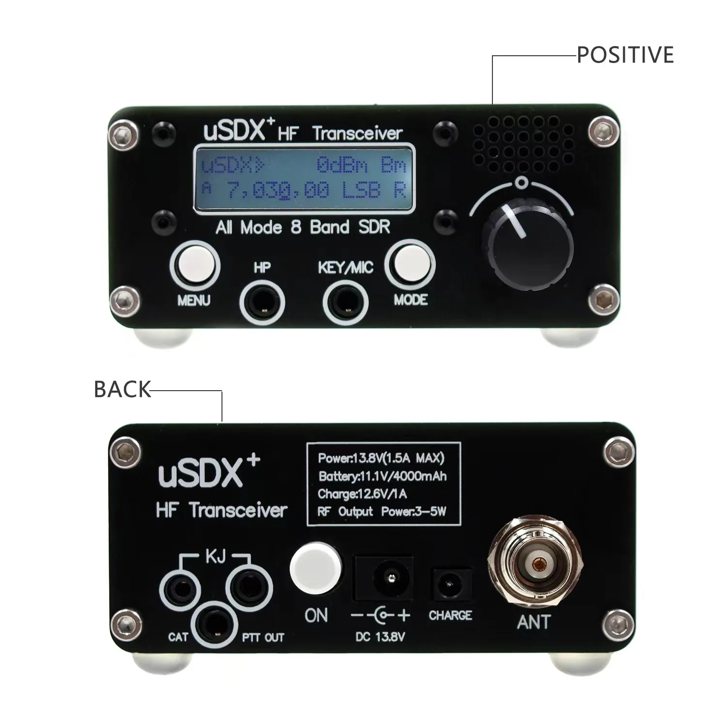 Imagem -06 - Usdr Usdx Mais Plus v2 Transceptor 10 15 17 20 30 40 60 80mhz Bandas Sdr Todos os Modo hf Ssb Qrp Qcx-ssb 4000mah Bateria eu Plug