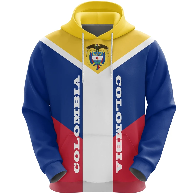 Colombia Country Flag Printing Men's Hoodies Long Sleeve Sweatshirts Hooded Casual Fashion Male Pullovers 2024 New Kid's Hoody