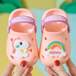 Sandali estivi per bambini foro scarpe per bambini pantofole morbide antiscivolo scarpe da bambino con foro per cartoni animati spiaggia sabbiosa per ragazze dei ragazzi