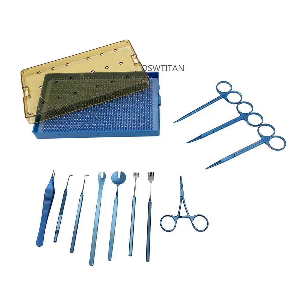 Enucleatie Set Titanium Microscopie Chirurgische Kit Oftalmische Instrumenten Met Sterilisator Doos