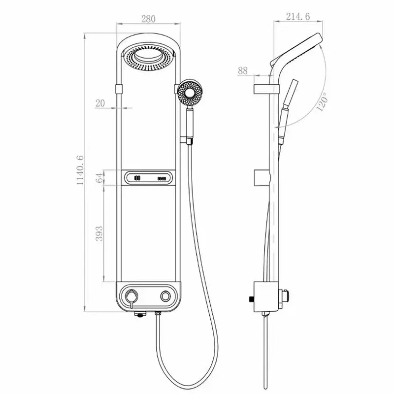 Imagem -06 - Design High End Banheiro Chuveiro Cinza Conjunto Round Shower Head Banheira Latão Quente e Frio Led Display Mixer Faucet Shower System Villa Casa Banheiro Chuveiro Termostato Torneira Set Novo