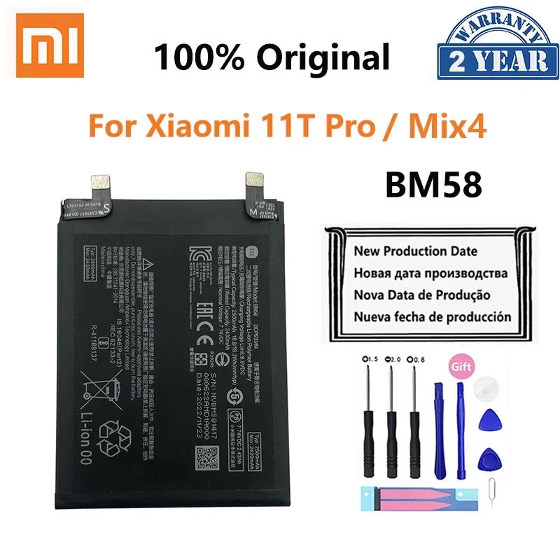 

Новый оригинальный аккумулятор BM58 5000 мАч для телефона Xiaomi Mi 11T Pro 11TPro Mix 4 Mix4, сменные батареи, батарея