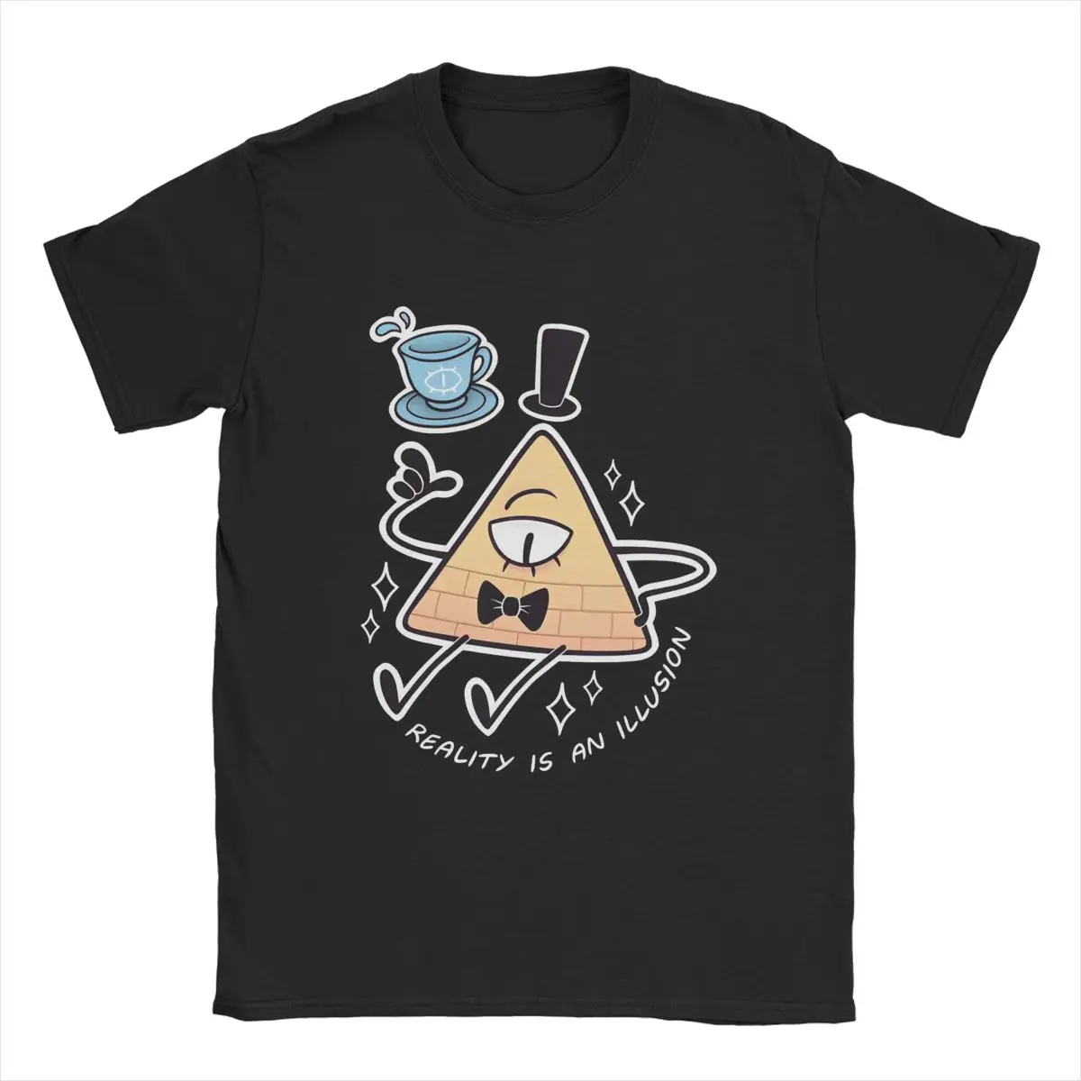 Gravitys Funny Bill Cipher T-Shirts Falls Men Round Neck Pure Cotton T Shirts Short Sleeve Tees Plus Size merch