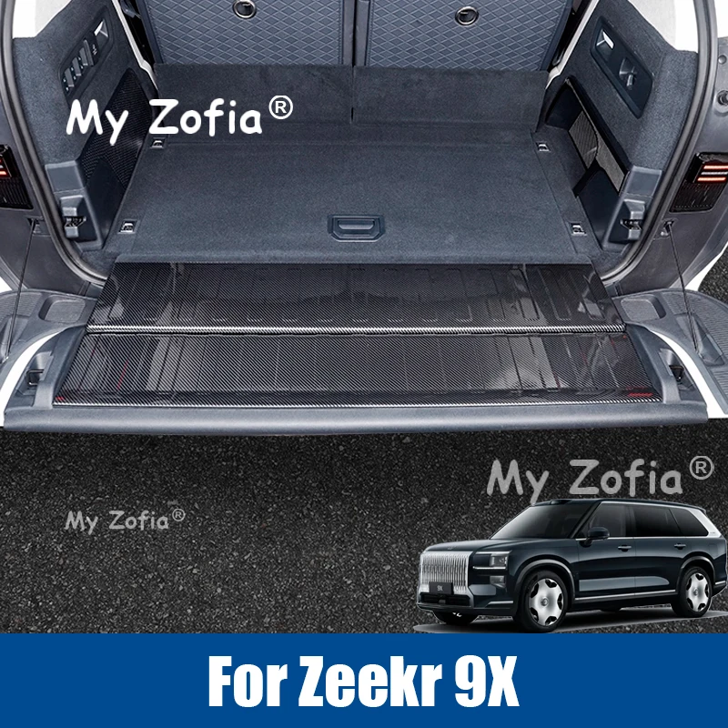 

For ZEEKR 9X 2025 2026 Car Trunk ABS Carbon fiber Threshold Strip Tailgate Anti Kick Sill Trunk Plate Cover Accessories
