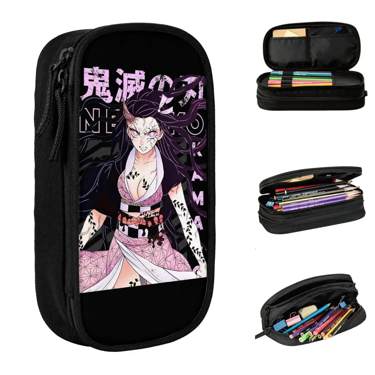 

Kamado Nezuko Demoned Slayered Pencil Case Pencilcases Pen Holder for Student Big Capacity Bag School Supplies Gifts Stationery