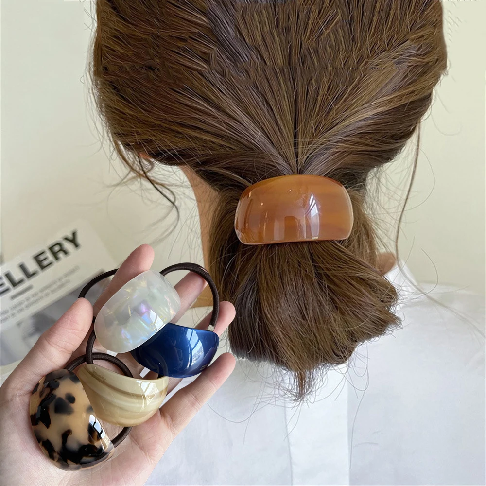 Cuerda para el cabello de acetato ovalada Simple, lazo para el cabello para ir al trabajo diario, coleta elástica, banda de goma para mujer, Anillo para el cabello, accesorios para el cabello