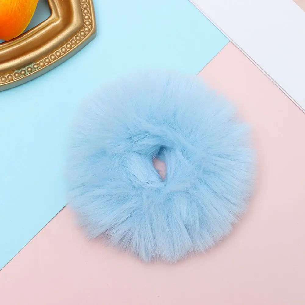 Women Girls Winter Fur Hair Scrunchies Pom Pom Hair Tie Fuzzy Elastic Hair Bands Ponytail Holders Fashion Hair Accessories