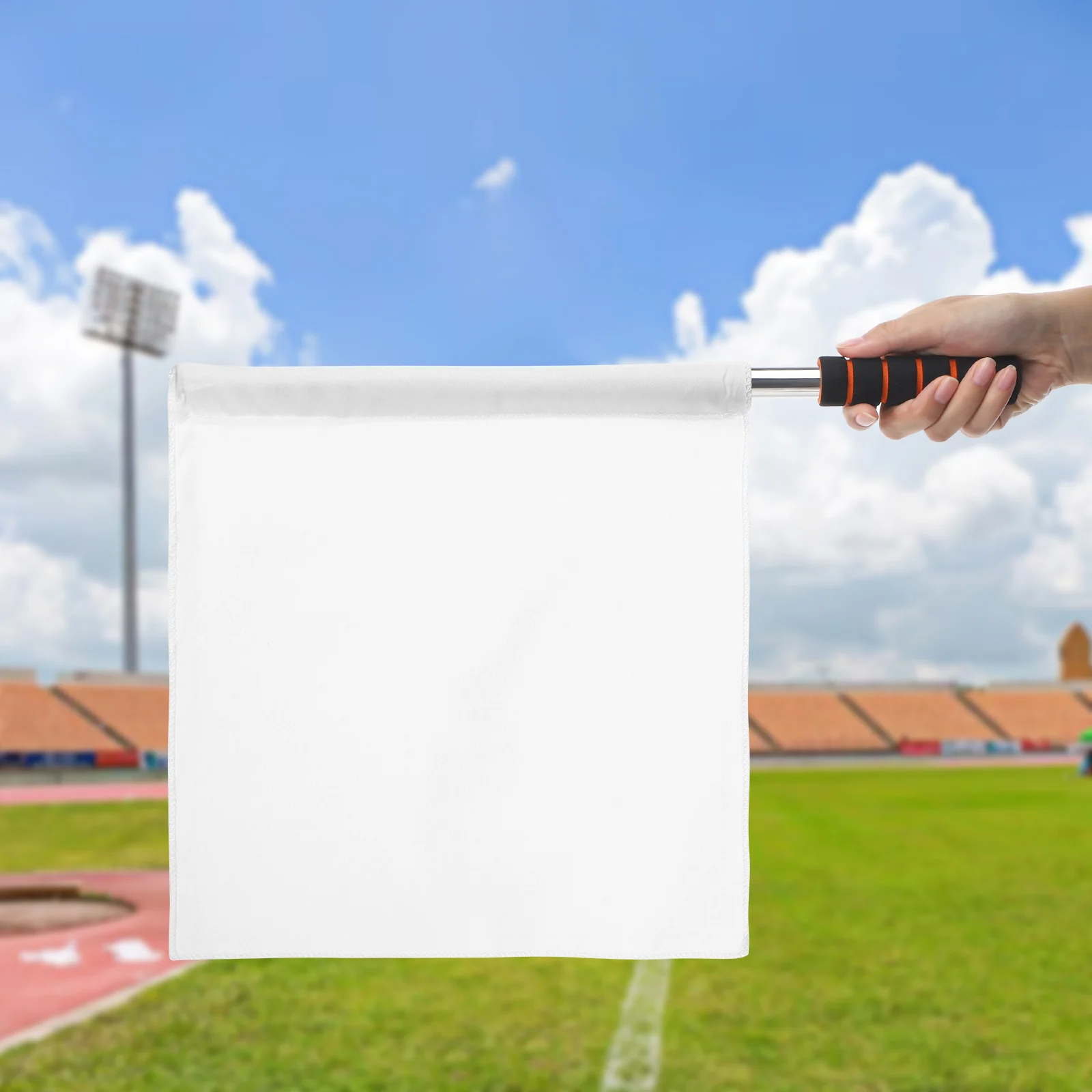 

4 Pcs Referee Flags Solid Color Waterproof Commanding Flags for Sports Track Football Signal Event Stainless Steel Pole