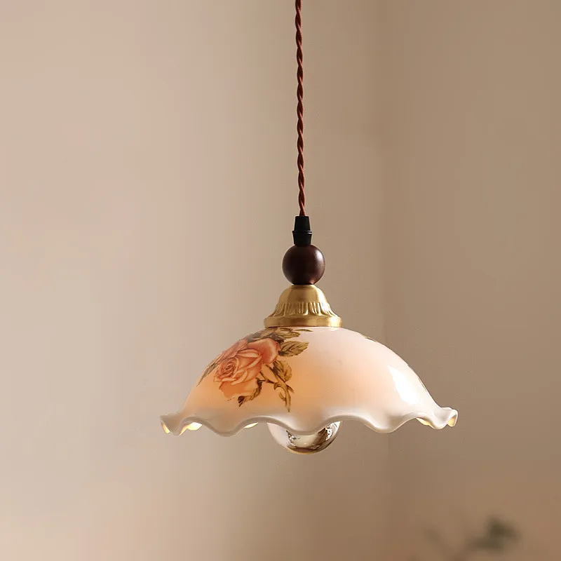 French retro medieval ceramic chandelier bedroom bedside restaurant entrance bar aisle homestay bay window decorative lamp