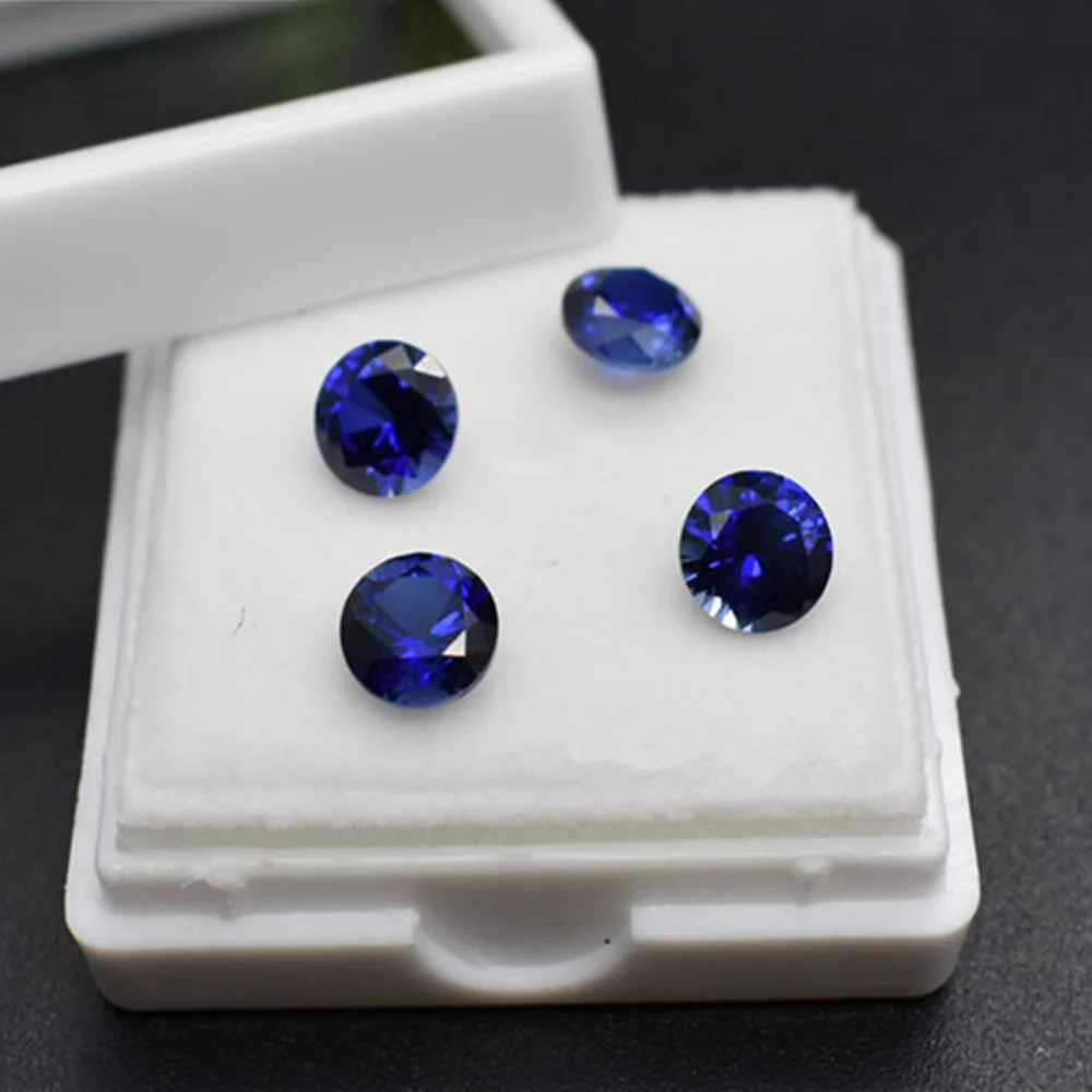 Grade AAA Cutting Round Faceted Sapphire Brilliant Cut Sapphire Mohs Hardness 9 Multiple Sizes to Choose