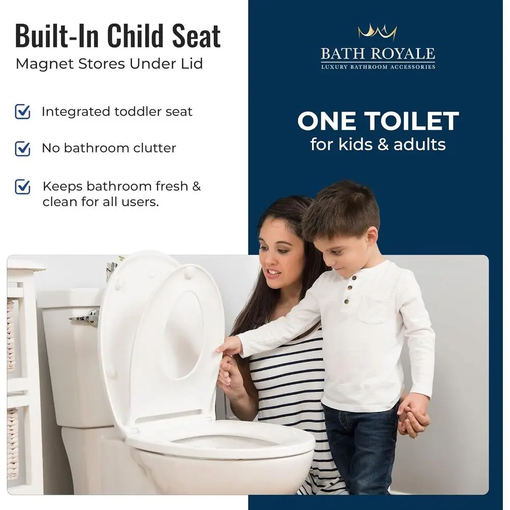 Potty Training Seat - Soft Close, Kingsport BR720-00, Round White, Adult & Child Combo