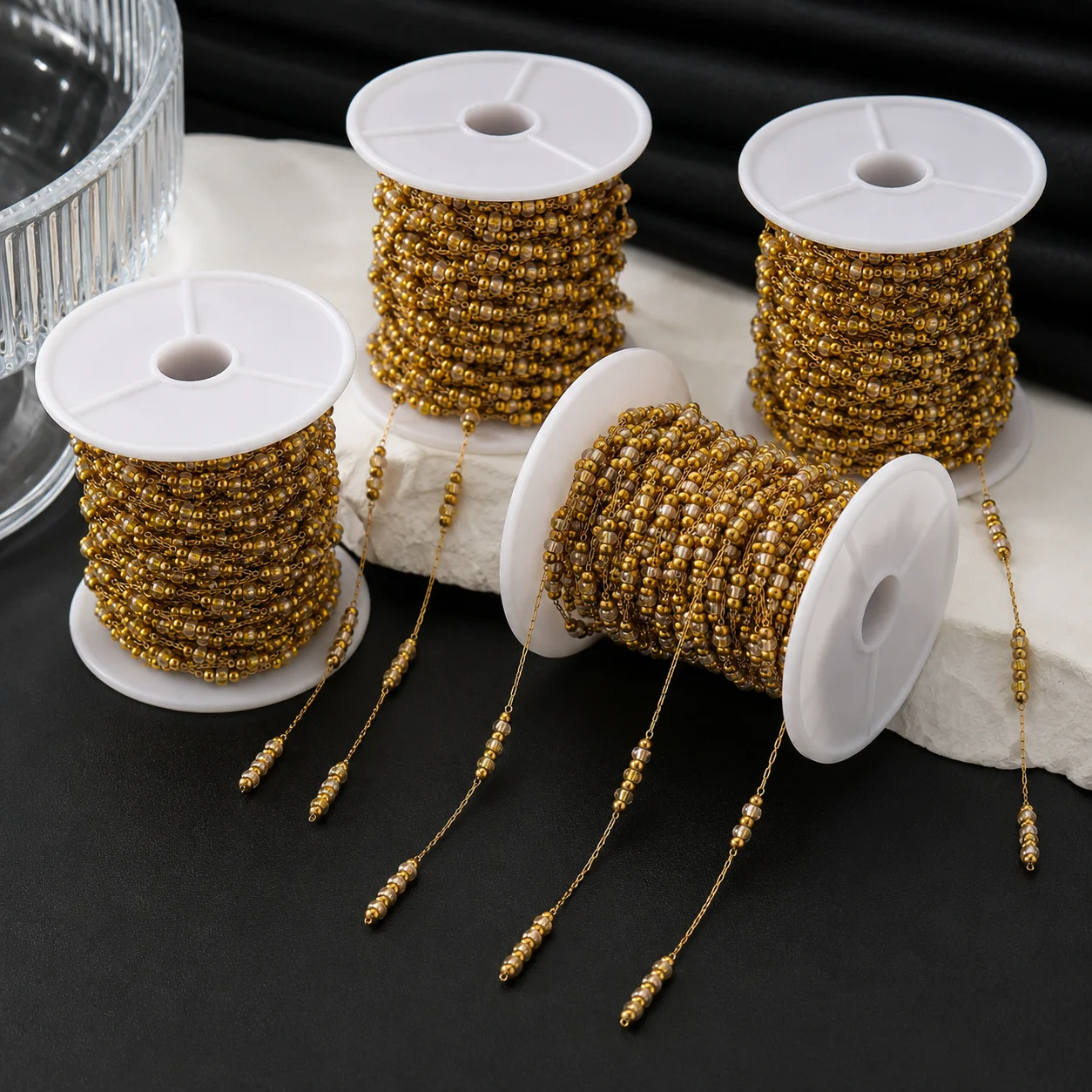 1 Meter Edelstahl Boho Perlenketten für DIY Halsketten Armbänder Schmuckherstellung Zubehör Material Bastelbedarf – Detail 1