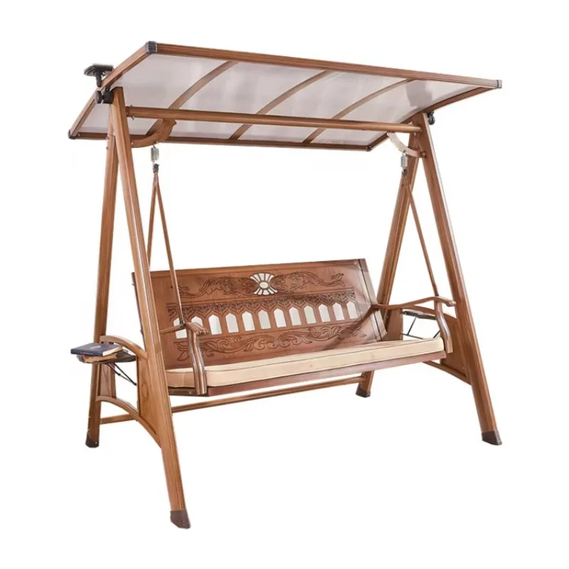 

Outdoor Garden Swing Chair with Awning Patio Lounge Furniture Hanging Chair