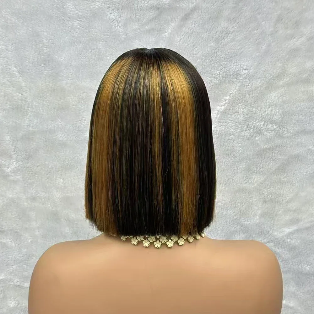 Osso em linha reta bob peruca de cabelo humano transparente 2x6 fechamento do laço peruca brasileira curto bob em linha reta perucas de cabelo humano para preto