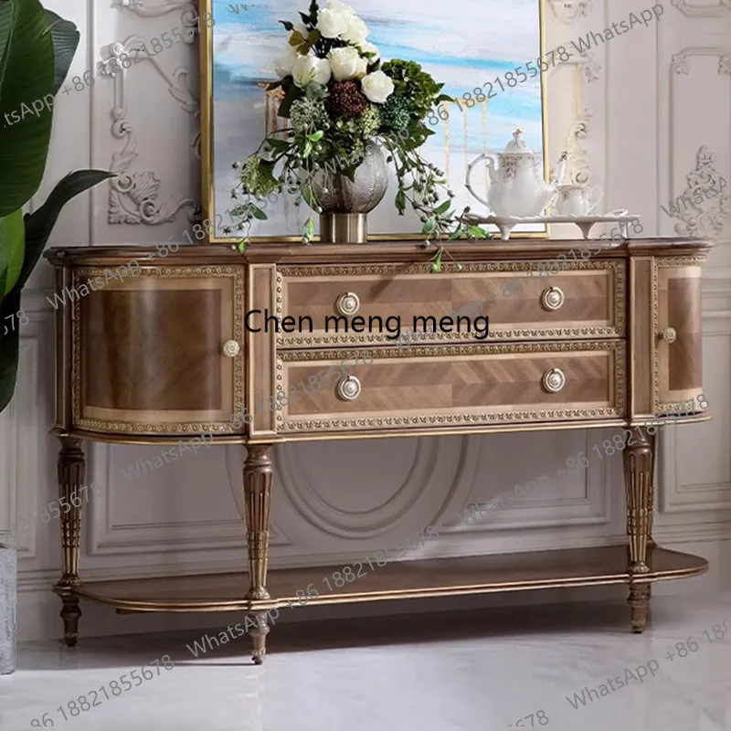 

French side cabinet European restaurant decoration solid wood American veneer parquet entrance cabinet Restaurant side cabinet