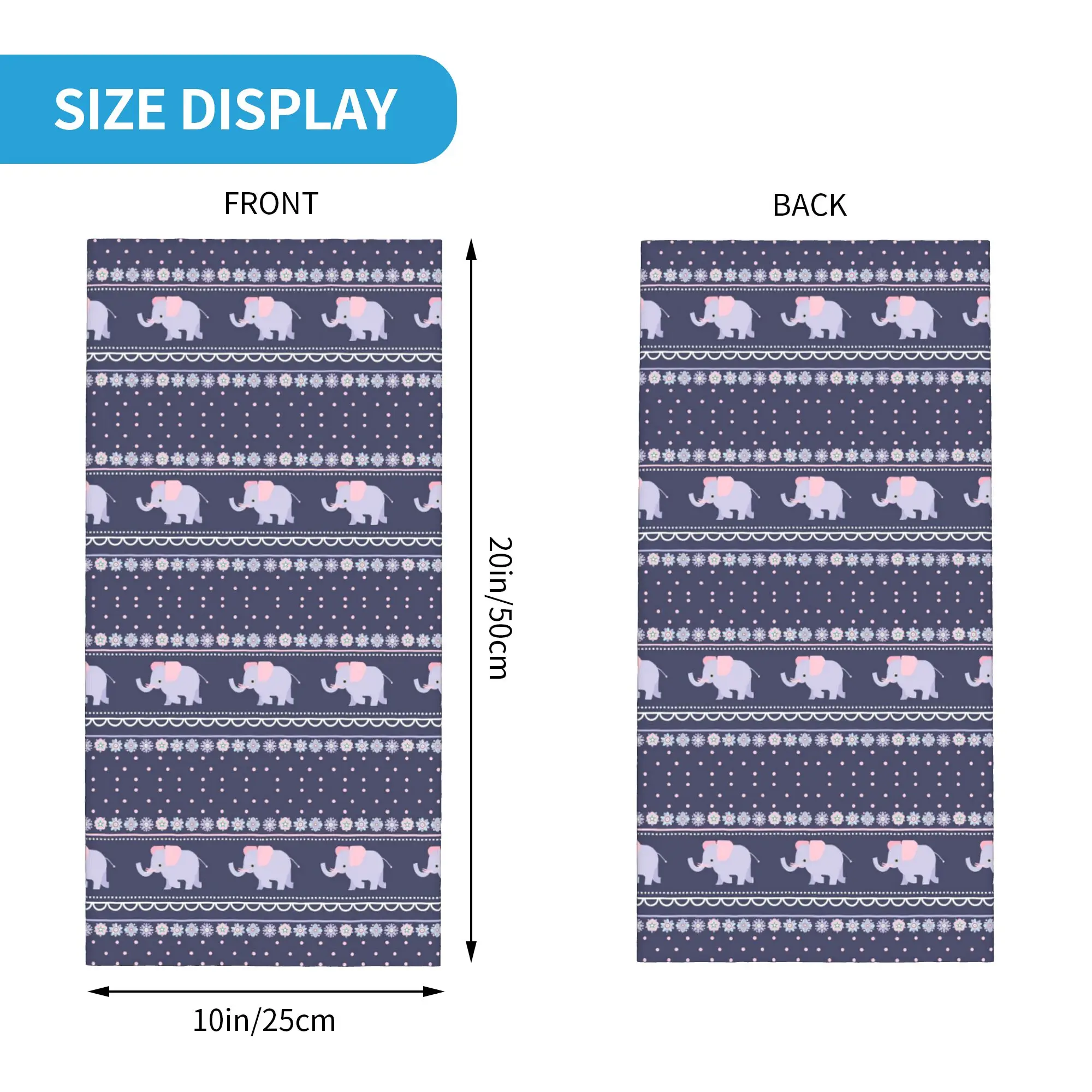 Exotic Asian Elephant Floral Ornament Boho Ethnic Bandana Neck Gaiter Printed Wrap Scarf Balaclava Hiking Fishing for Adult