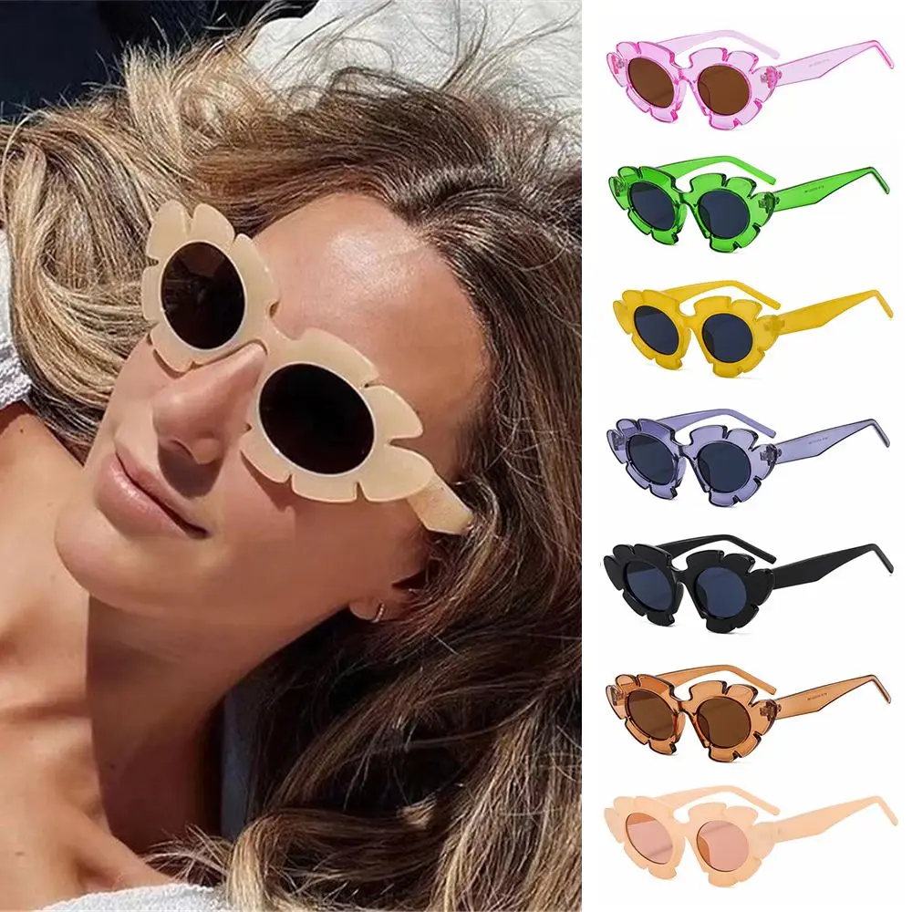 

Retro Cat Eye Sunglasses Fashion Flower Shape Sun Glasses Summer Beach Glasses Street Trendy Shades Colorful Eyewear