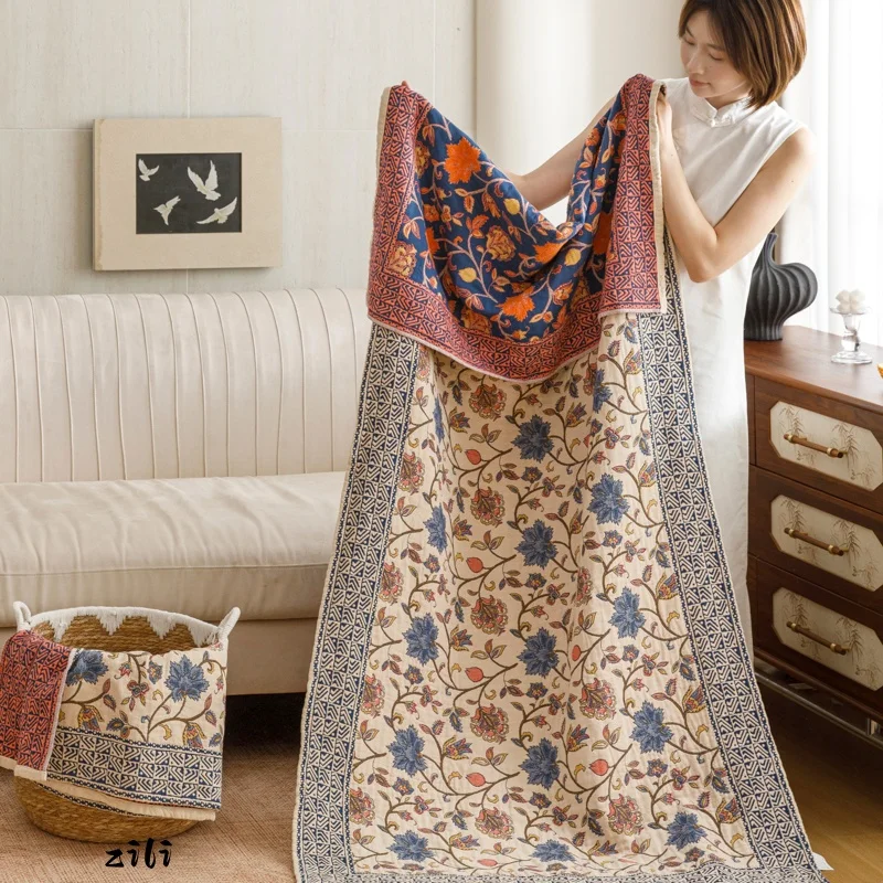 1/2 pc Soft Cozy 100% Cotton Blanket 200×90cm  Bedspread On the Bed Home Decor Thin CottonFloral  Jacquard Blanket