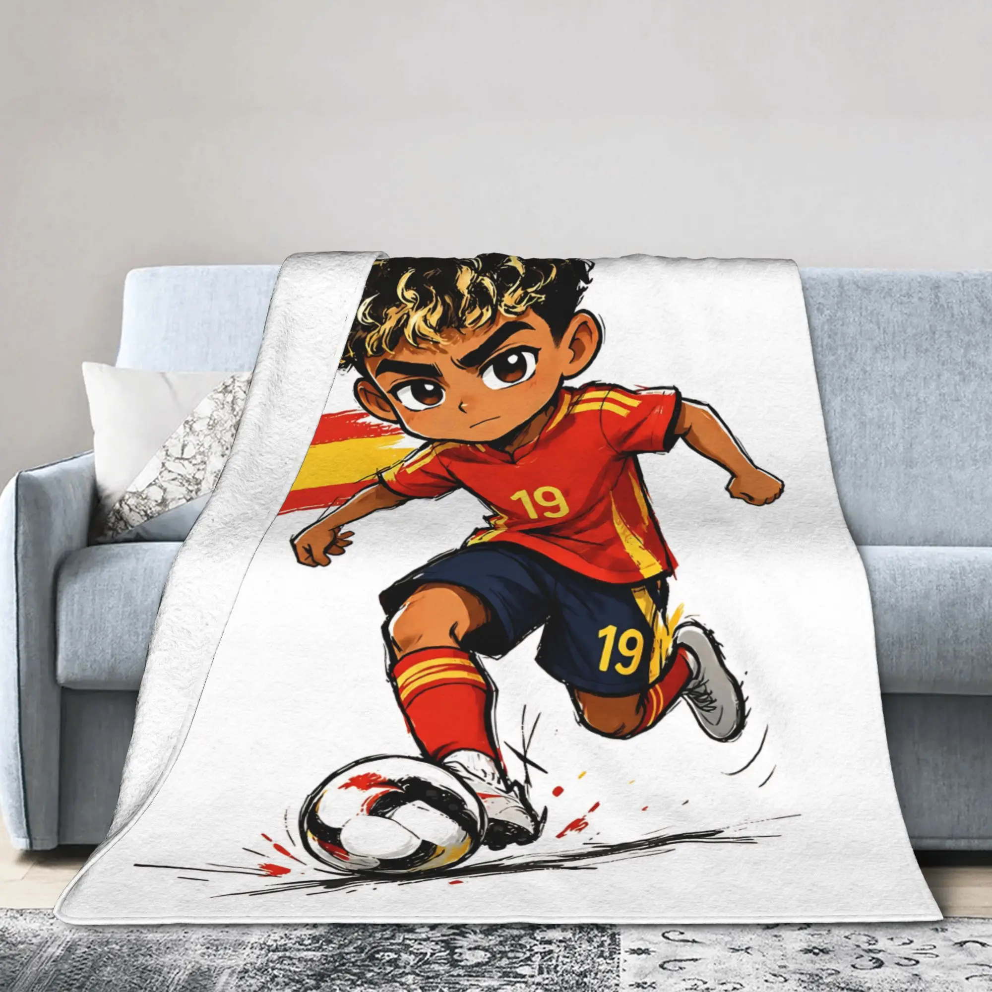 Spain Soccer Football Player Spanish Knitted Blankets   Plush Throw Blankets Bed Sofa Decoration Lightweight Bedsprea