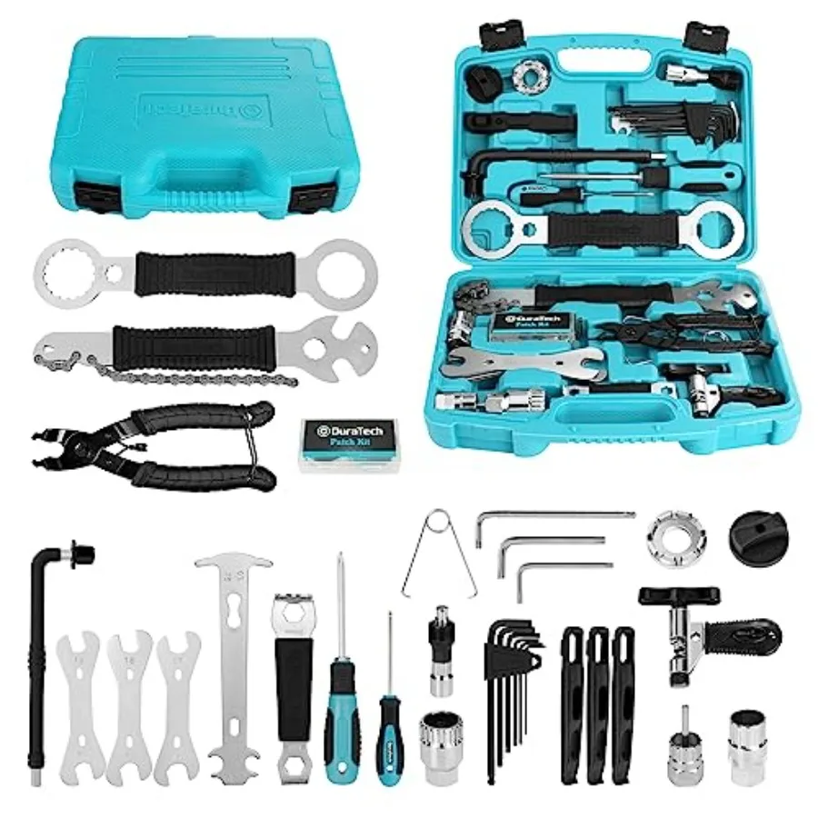 

41 Pieces Bike Repair Tools Complete Bike Tools Kit with Storage Box Mountain Bike Maintenance Tools for Mountain Road and Park