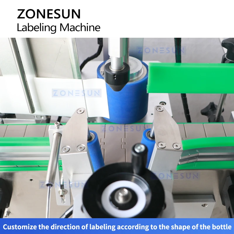 Zonesun-Automatic Top e Body Label Applicator, Dual Station Labeler para garrafas cônicos ZS-TB770