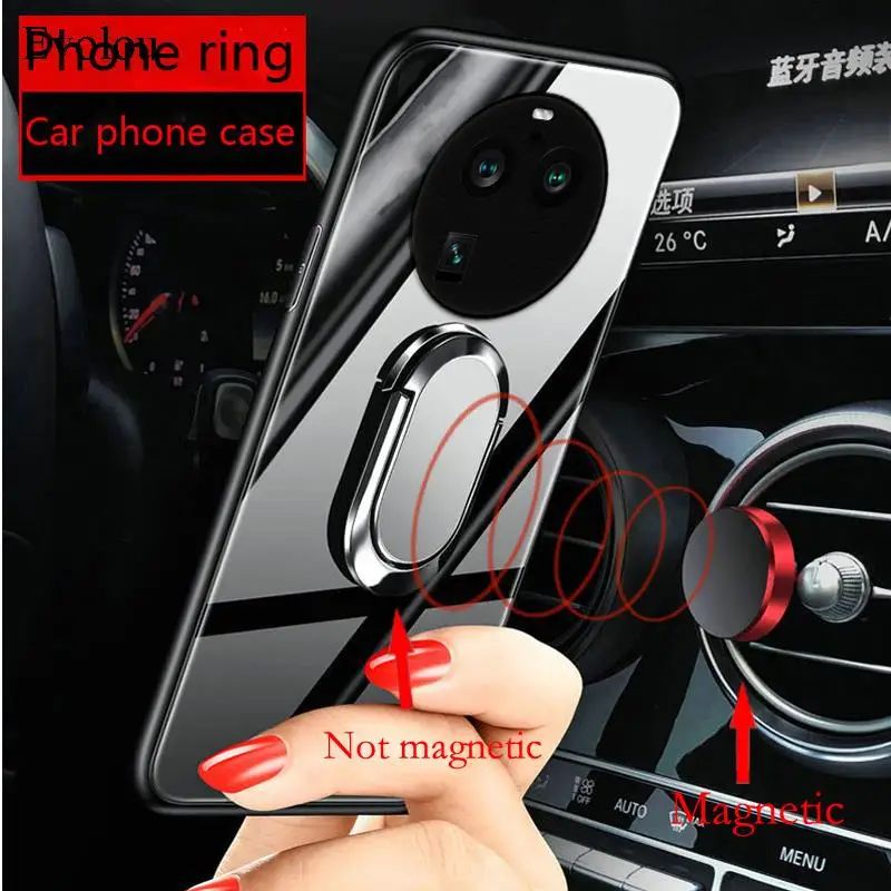 Realme 11 Pro Plus Magnetic Ring Stand Holder Case For OPPO Realme 11 Reno 10 Pro Plus Tempered Class Shockproof Cover Lanyard