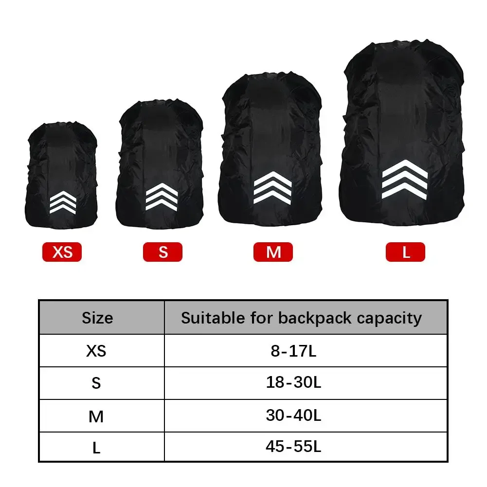 18-45L Backpack Cover Reflective Waterproof Backpack Rain Cover for Night Visibility Uv-proof Protector Outdoor Dustproof