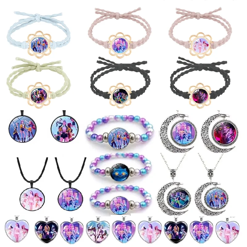 Kpop ديمين الصيادين زوجين قلادة أنيمي فيلم سوار شكل قلب قلادة قلادة Kpop مجوهرات اكسسوارات زوجين المشجعين الهدايا #1