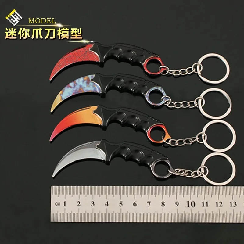 9cm licznik gier Elite urządzenia peryferyjne kolor pazur nóż Karambit brelok ze stopu Model hartowanie Gradient Unboxing nóż zabawki bezpieczeństwa